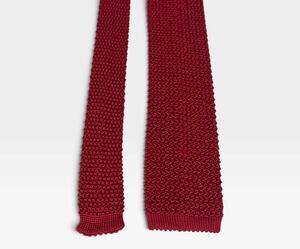 Paul Stuart Mens Red Knit Tie Square End Crochet 100% silk Made in Italy